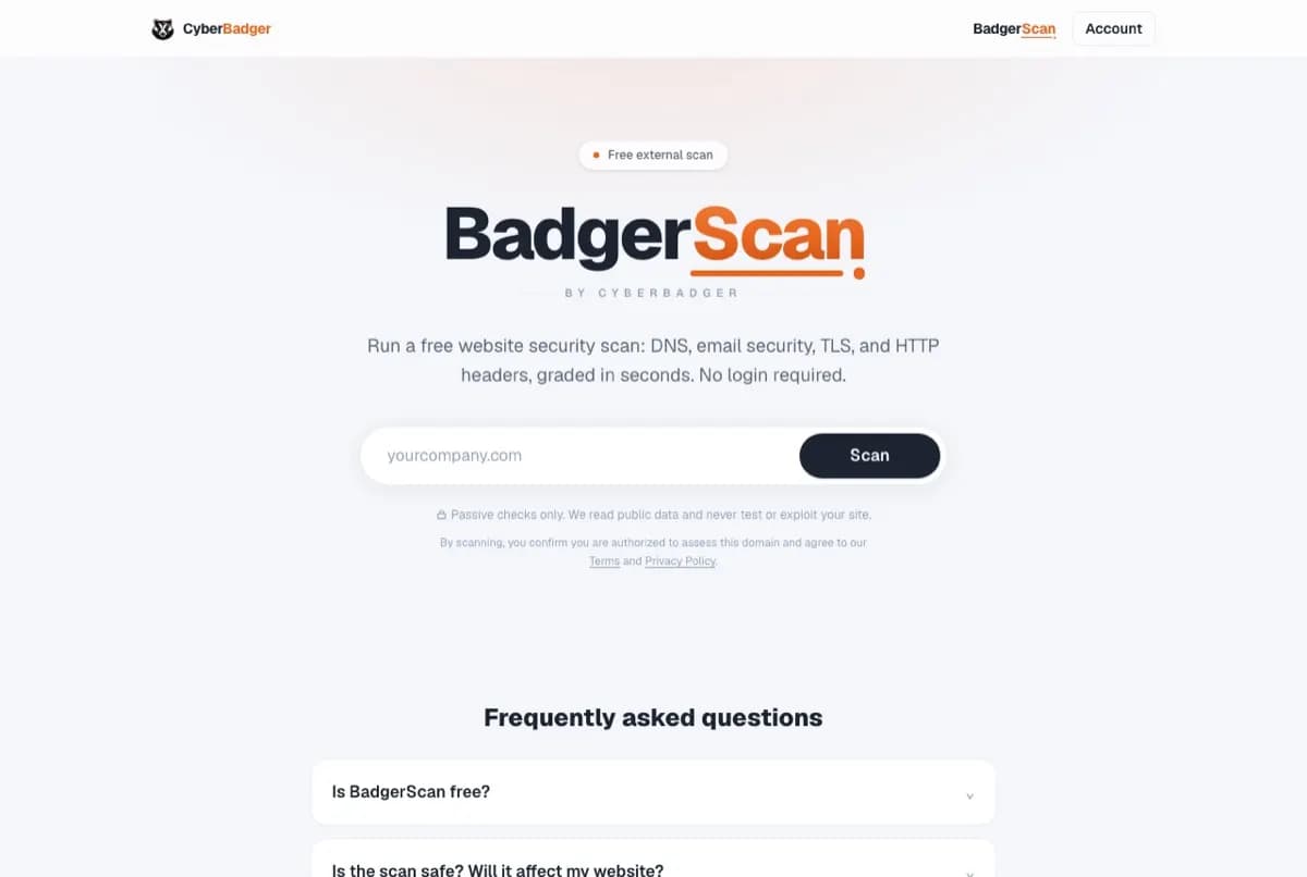 BadgerScan website
