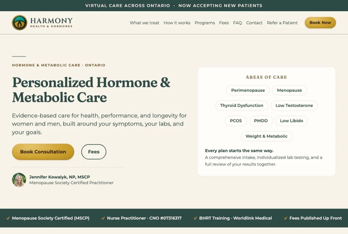 Harmony Health website