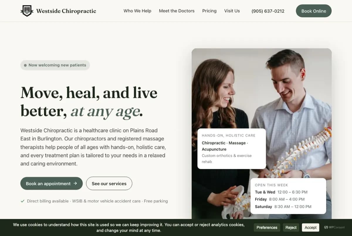 Westside Chiropractic website